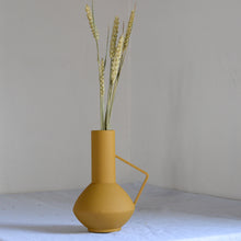Load image into Gallery viewer, Yellow Metal Vase with Handle