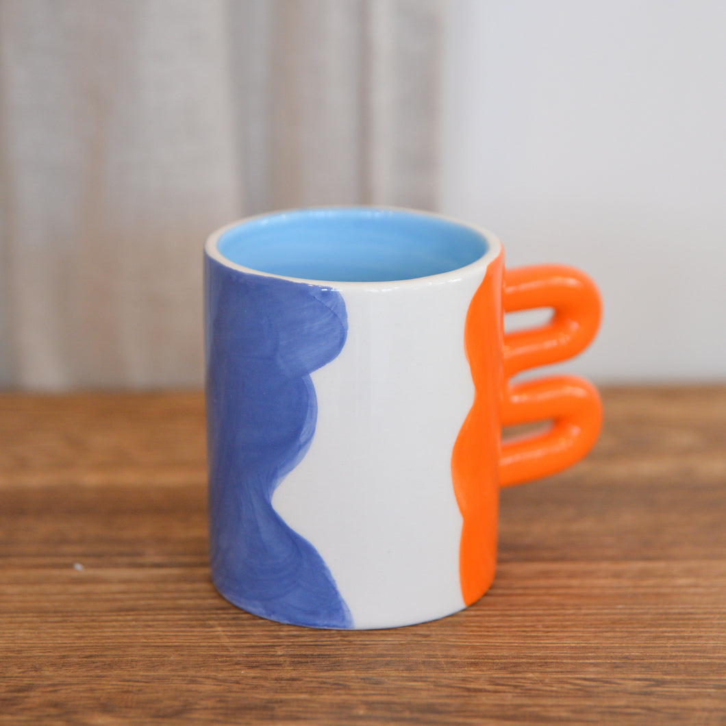 Wavy Mug in Blue and Orange