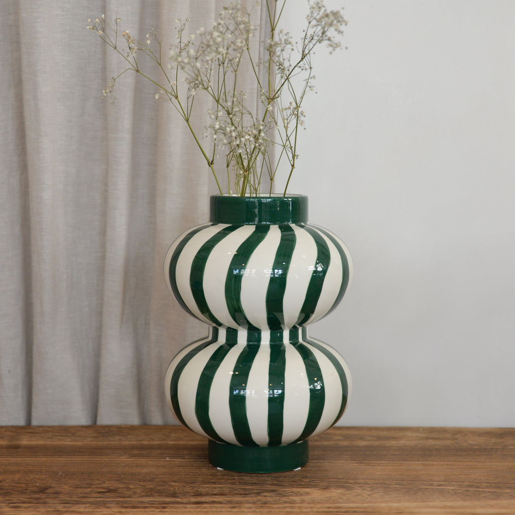 Augusto Green Stripe Vase