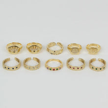 Load image into Gallery viewer, Crystal and Evil Eye Rings / Gold