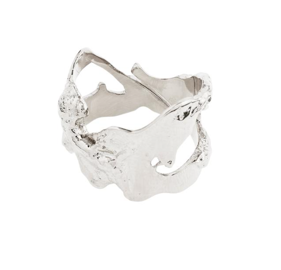 Pilgrim Compass Organic Shaped Ring Silver Plated