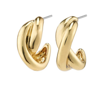 Load image into Gallery viewer, Pilgrim Belief Chunky Twist Semi-Hoops Gold Plated