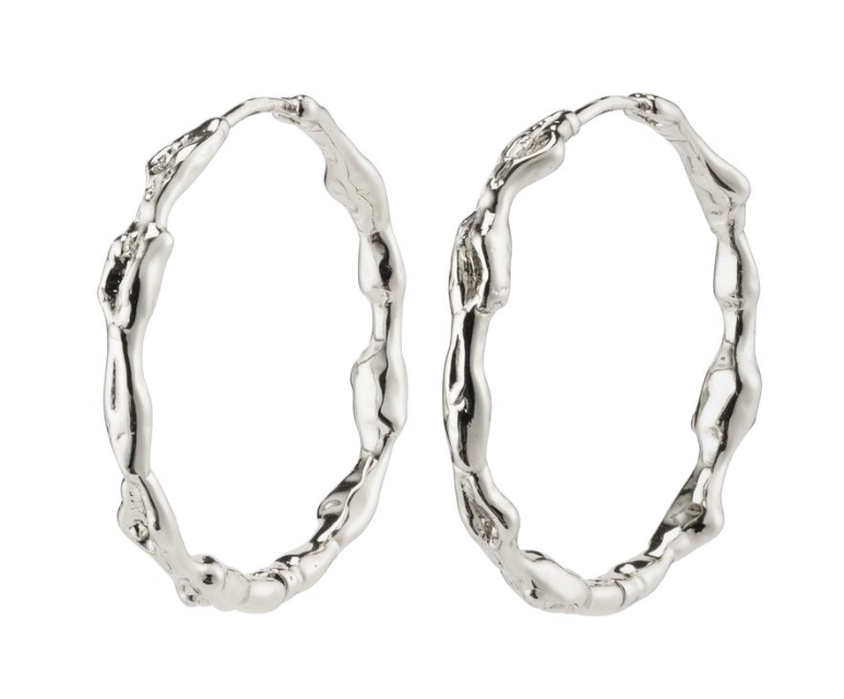 Pilgrim Large Zion Organic Shaped Hoops Silver Plated
