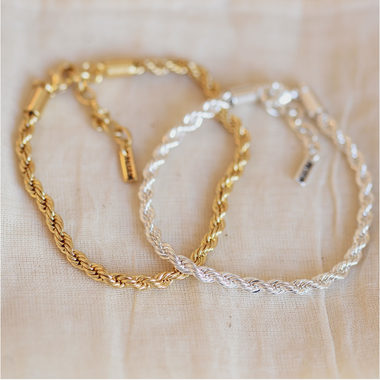 Pam Recycled Robe Chain Bracelet / Silver or Gold