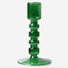 Load image into Gallery viewer, HK Living The Emeralds Glass Candle Holder in Forest Green