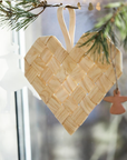 Chip Wood Heart Woven Hanging Ornament