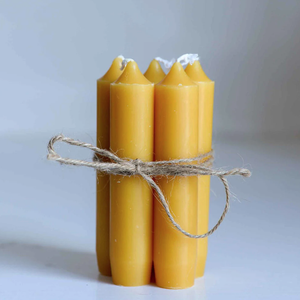 Set of Five Dinner Candles / Mustard