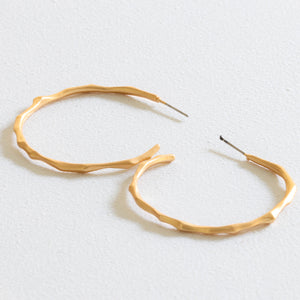 Valeria Branch Shaped Hoop Earring in Brushed Gold