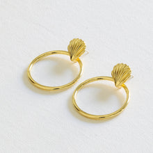 Load image into Gallery viewer, Vanessa Shell Circle Earrings in 22 k Gold 