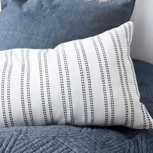 white cotton embroidered cushion cover black stripe pattern house doctor