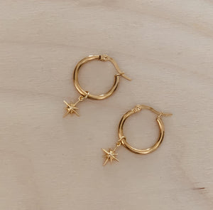 Mara Gold Star Hoop Earrings