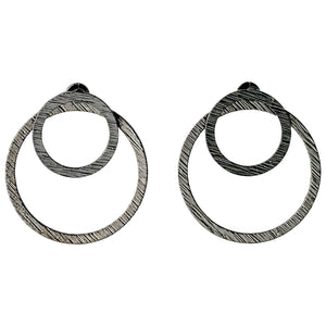 Zooey Hematite Two In One Flat Circle Earrings