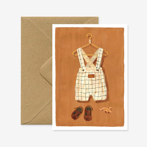 Cream baby overall card