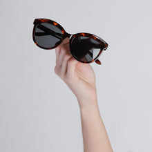 Load image into Gallery viewer, Tulia Cat-Eye Sunglasses in Brown Tortoiseshell Pattern With Smokey Lense