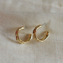 Load image into Gallery viewer, Bathilda Gold Plated Textured Hoop Earrings