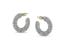 Load image into Gallery viewer, Big Metal London Annabelle Resin Hoops White and Grey