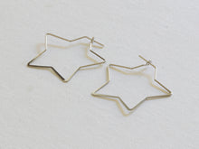 Load image into Gallery viewer, Iman Silver Plated Star Hoops
