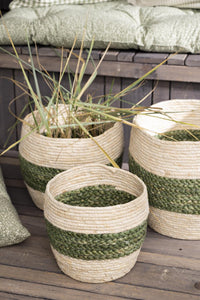 Large Green Stripe Baskets /Sizes