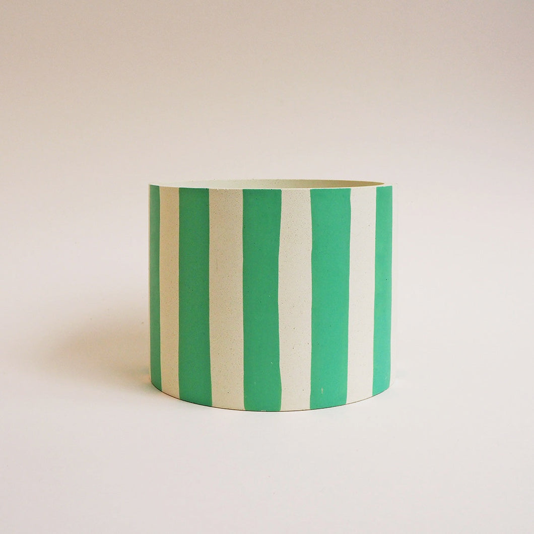 Large Stripes Jesmonite Pot / Mint