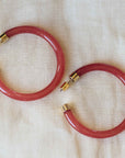 Isabella Resin and Metal Hoop Earrings Red Pink