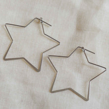 Load image into Gallery viewer, Iman Silver Plated Star Hoops