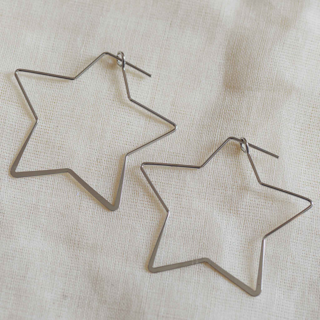 Iman Silver Plated Star Hoops