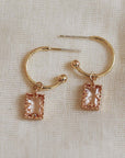 Hortense Crystal Tiny Hoop Gold Earrings Pink