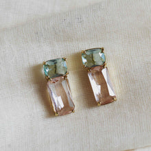 Load image into Gallery viewer, Kim Crystal Drop Stone Earrings in Green Pink