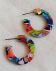 Jessica Resin Red Orange Lilac Hoops