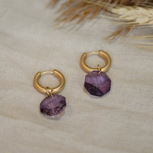 Big Metal London Isla Huggie Hoop Earrings in Amethyst