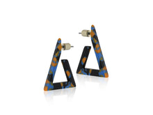 Load image into Gallery viewer, Big Metal London Daria Triangle Resign Earrings Black Terrazzo