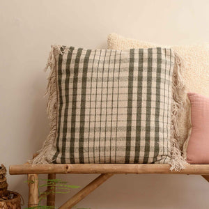 Bloomingville Fryd Recycled Cotton Cushion in Green