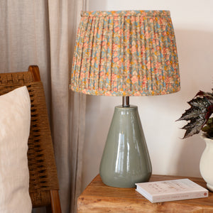 Etty Dusty Green Table Lamp with Floral Shade