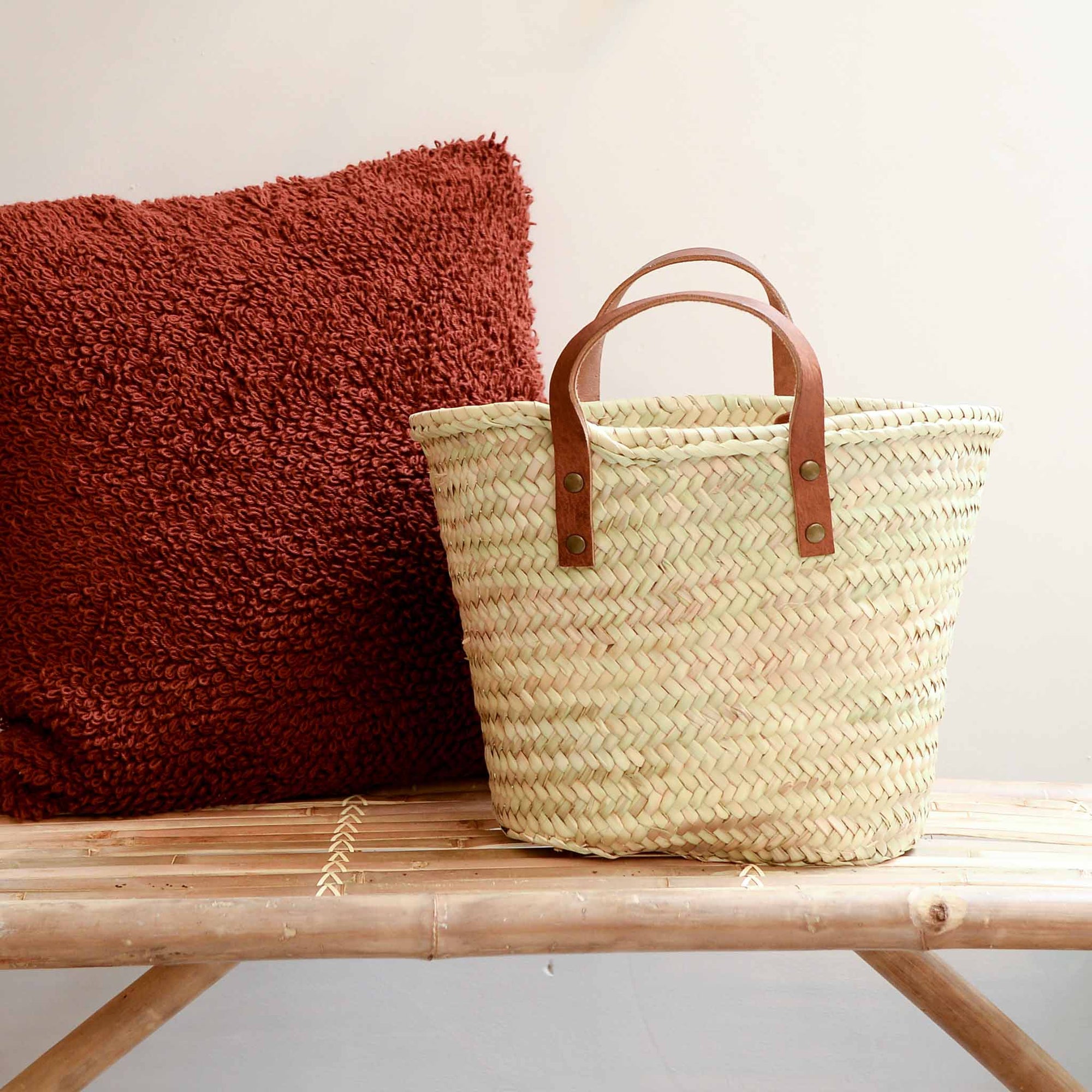 Bohemia Mini Valencia Basket With Leather Handles