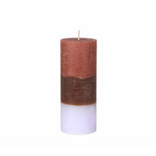 Load image into Gallery viewer, Broste Rainbow Pillar Candle in Raspberry and Lavender 