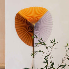 Load image into Gallery viewer, Broste Saba Paper Fan Lilac and Yellow