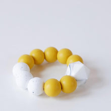 Load image into Gallery viewer, Blossom and Bear Baby Teething Ring in Mustard Yellow