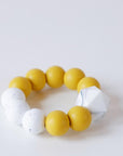 Blossom and Bear Baby Teething Ring in Mustard Yellow