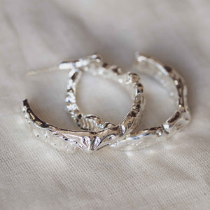 Beth Plated Brass Irregular Molten Hoops in Silver