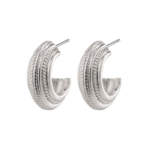 Macie Silver Plated Patterned Hoop Earrings