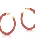 Isabella Resin and Metal Hoop Earrings Red Pink
