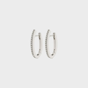 Oval Hoops With Crystals Silver Plated
