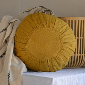 Round Yellow Cotton Cushion