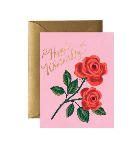 Rifle Paper Co. Card Pink Roses Happy Valentines Day