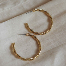 Load image into Gallery viewer, Pilgrim Naja Twist Large Hoops in Gold or Silver
