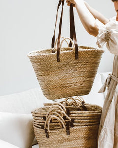 Straw & Leather French Market Bag