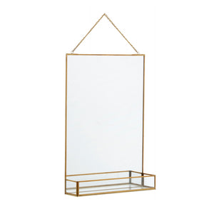 Brass Framed Mirror with Shelf