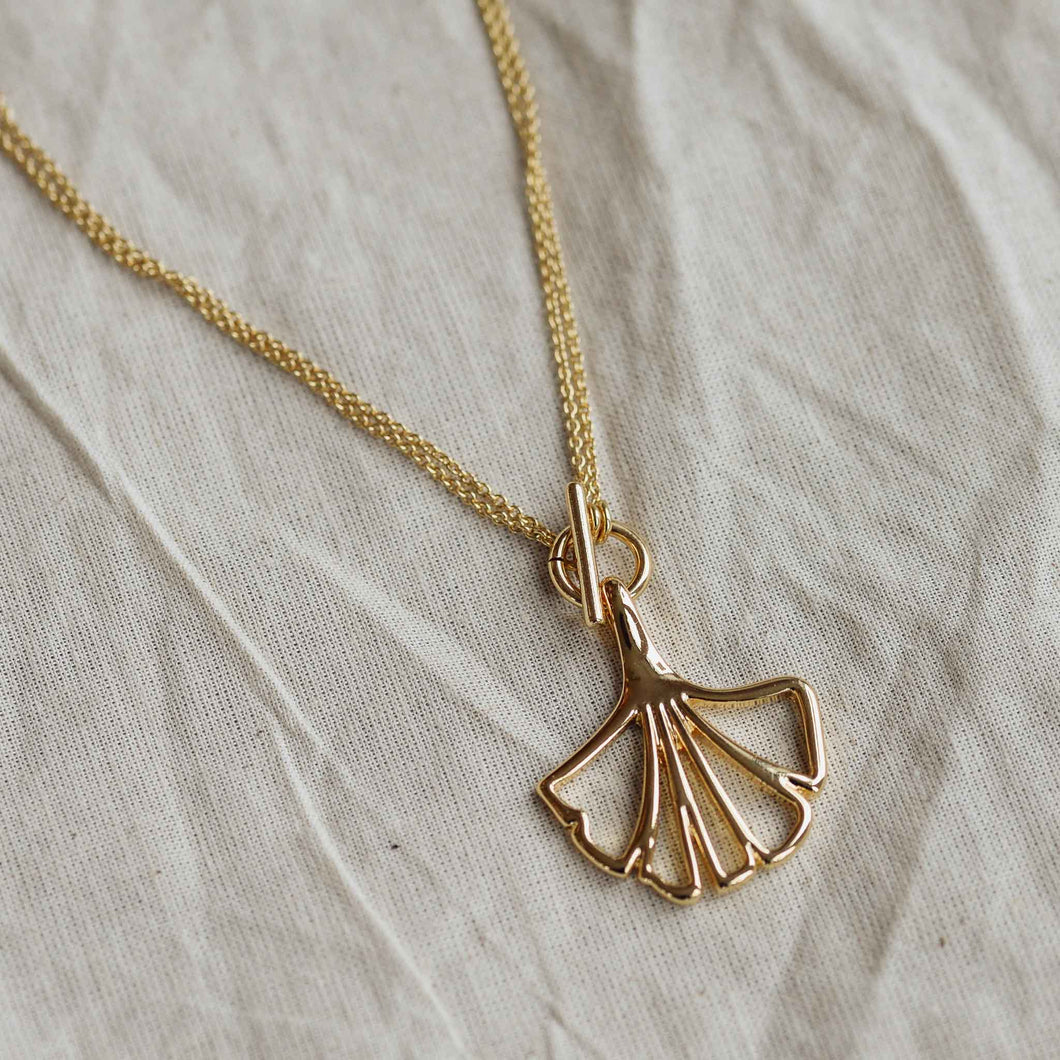 Pilgrim Saki Ginko Leaf Gold Necklace