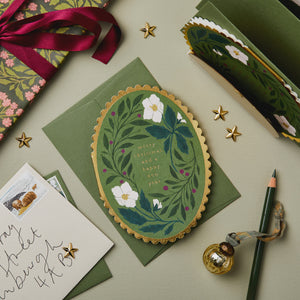 Green Floral Christmas Card
