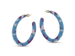 Sophia Hoop Resin Earrings in Blue and Pink